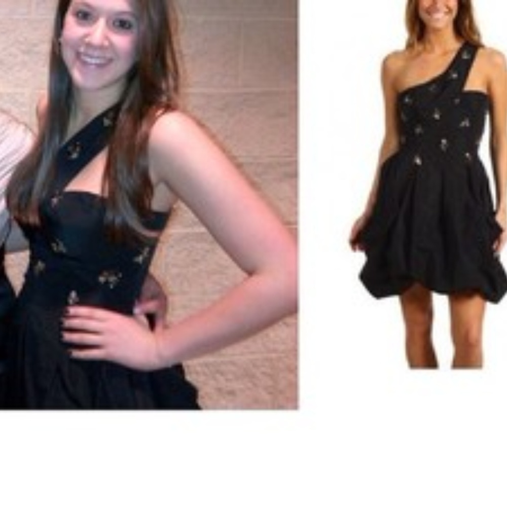 Black One Shoulder Taffeta Cocktail Dress